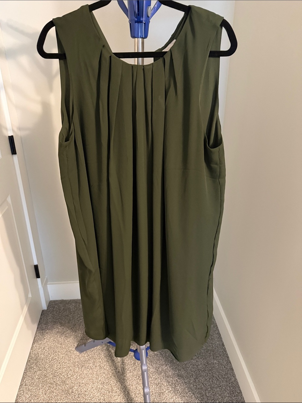 H&M Olive Green Pleated Dress